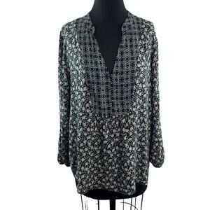 Velvet By Graham And Spencer Multi Top Floral Split Neck Pullover Sz X-Large XL